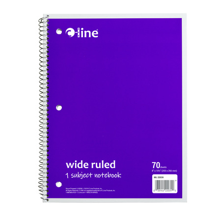 C-LINE PRODUCTS 1-Subject Notebook, Wide Ruled, Purple, PK24 22039-CT